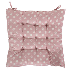 Borg Living Stolsdyna - 35x35x6 cm - Rosa - All over print - Små blommor