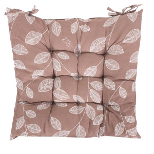 Borg Living Stolsdyna - 35x35x6 cm - Brun trädgårdsdyna med vita blad