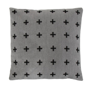 Borg Living Prydnadskudde - 45x45 cm - Grå med kryss - Mjuk soffkudde från