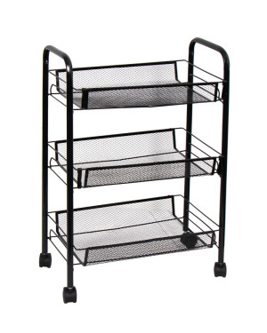 HOME-TEX Rullvagn med 3 avtagbara korgar - 64x45x26 cm - Svart metallvagn på hjul