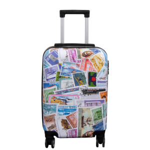 Borg Living Kabinväska - Hardcase lättvikt resväska - Trolley med motiv - Frimärken