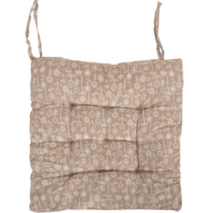 Borg Living Stolsdyna - 35x35x6 cm - Brun trädgårdsdyna med vita blommor
