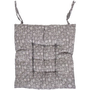 Borg Living Stolsdyna - 35x35x6 cm - Grå trädgårdsdyna med vita blommor
