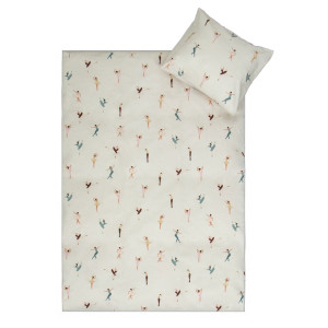 By Mats Ballerina sängkläder - 100% bomull - Junior påslakan 115x135 cm - Beige med ballerinor
