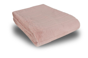 Nordstrand Home Pläd i fake fur - 135x190 cm - Rosa med ränder - Mjuk pläd från
