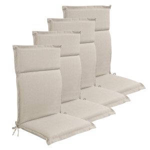 Nordstrand Home Lyx PLUS trädgårdskuddar till positionsstol 4 st. - Tjock skumkärna 7 cm - Beige trädgårdskuddar till trädgårdsstol med extra hög