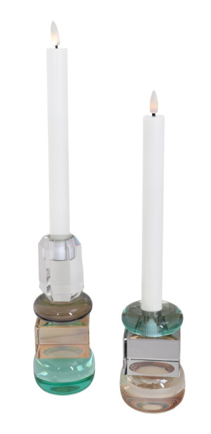 HOME-TEX LED kronljus - 2 st. stakljus - 25 cm - 3D-flamma - LED-stearinljus