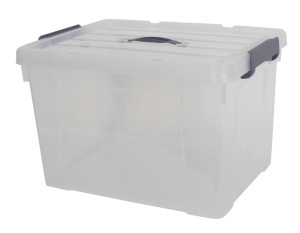 HOME-TEX 10 Förvaringslådor - 50 liter - Praktiskt förvaringsset med tättslutande lock - Transparenta plastlådor