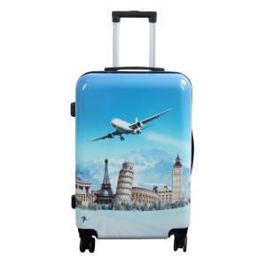 Borg Living Resväska - Hardcase resväska - Storlek Medium - Resväska med motiv - Flygplan - Exklusiv lättviktsresväska