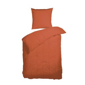 Enfärgat sänglinne 140x220 cm - Brandt orange sängset - 100% GOTS ekologisk bomull - Kelly Uni Sienna - Nordisk Tekstil sängkläder