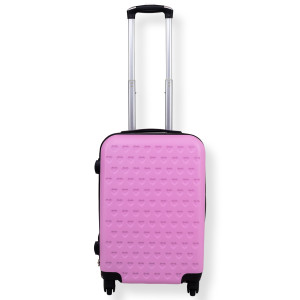 Borg Living Ljusrosa kabinkoffert - Hardcase-koffert med hjärtan - Stötsäkert polypropen - Resväska