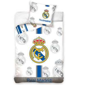 Licens Real Madrid sängkläder - 100% bomull - Barnsängkläder 140x200 cm - Fotbollssängkläder med logotyper