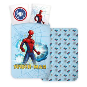Licens Spiderman sängkläder - 100% bomull - Junior sängset 100x140 cm - Ljusblå