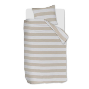 Essenza Randigt sängkläder 140x220 cm - Påslakanset i 100% mjuk musselinbomull - Striped Sand - Riviéra Maison sängkläder