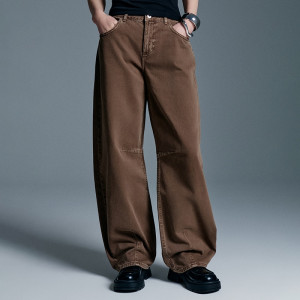 Spodnie baggy low waist brązowe - House - kawowy - 036IR-84X