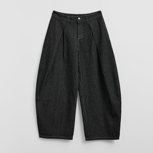 Grafitowe spodnie baggy w paski - House - ciemnoszary - 158LB-90P