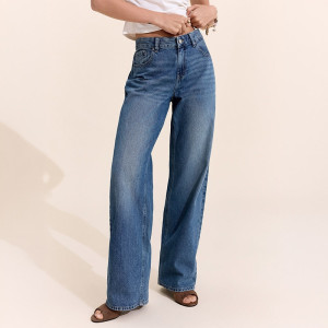 Niebieskie jeansy wide leg z niskim stanem - House - niebieski - 254KR-55J