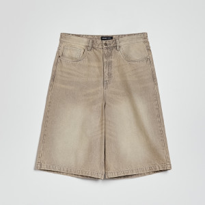Szaro-beżowe szorty jeansowe baggy fit - House - beżowy - 315CD-08J