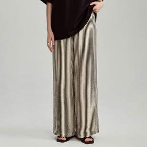 Spodnie wide leg w czarne paski - House - czarny - 354EQ-99X