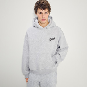 Szara bluza z kapturem i haftem w stylu graffiti - House - szary - 372JS-85M