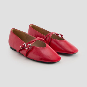 Czerwone baleriny w stylu Mary Jane z klamerkami - House - czerwony - 403JM-33X