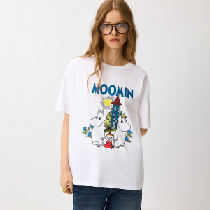 Biała koszulka z nadrukiem Moomin - House - biały - 444IW-00X
