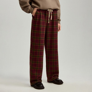 Flanelowe spodnie wide leg w kratę - House - wielobarwny - 474CB-MLC