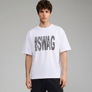 Biała koszulka z napisem #SWAG - House - biały - 496JF-00X