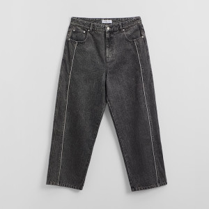 Jasnoszare jeansy baggy fit z lampasami - House - jasnoszary - 550MD-09J