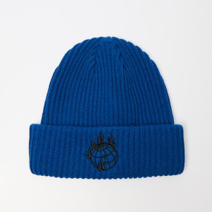 Niebieska czapka beanie z haftem - House - niebieski - 760CH-55X