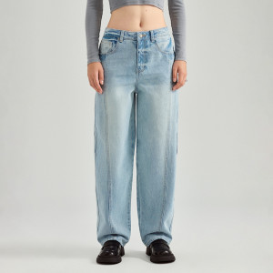 Jasnoniebieskie jeansy baggy fit z wysokim stanem - House - niebieski - 788BZ-55J