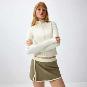 Kremowa bluza rozpinana slim fit z reglanowym rękawem - House - kremowy - 806KQ-01X