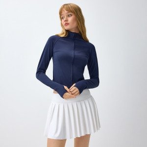 Granatowa bluza rozpinana slim fit z reglanowym rękawem - House - granatowy - 806KQ-59X