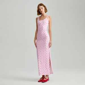 Różowa sukienka midi bodycon w wisienki - House - wielobarwny - 908CD-MLC
