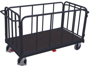 Variofit Vierwandwagen mit senkrechten Streben Gummibereifung 500kg Tragkraft 2005x810mm Anthrazitgrau RAL 7016