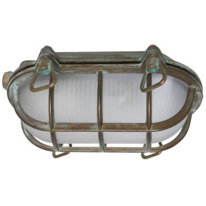 Schiffsleuchte oval Altmessingguss maritime Außenlampe L225