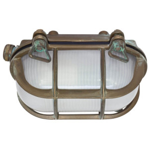 Maritime Schiffsleuchte oval aus Altmessingguss L170