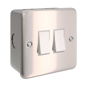 Retro Doppel Lichtschalter Aufputz Metall | Tube-System