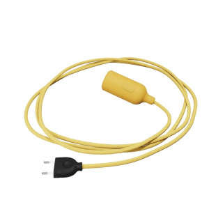 Lampe Snake Textilkabel Silikonfassung Gelb