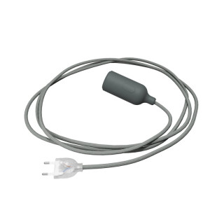 Lampe Snake Textilkabel Silikonfassung Grau