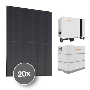 Photovoltaik-Anlage, RENEWABLES-SET, 20x Glas-Modul, FULL BLACK, 8900 kWp, 1x Hybrid-Wechselrichter, 8 kW, 2x Hochvoltbatteriemodul, 8,192 kWh