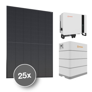 Photovoltaik-Anlage, RENEWABLES-SET, 25x Glas-Modul, FULL BLACK, 11,125 kWp, 1x Hybrid-Wechselrichter, 10 kW, 3x Hochvoltbatteriemodul, 12,288 kWh