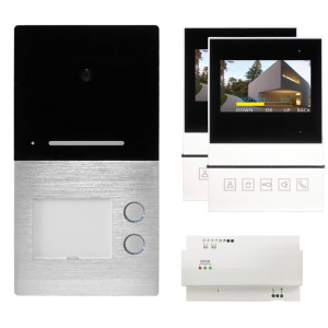 Video-Set, VILLA-BASIC, Aufputz, 2-Draht-BUS-Technik 2 Familien-Set