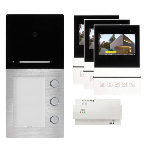 Video-Set, VILLA-BASIC, Aufputz, 2-Draht-BUS-Technik 3 Familien-Set