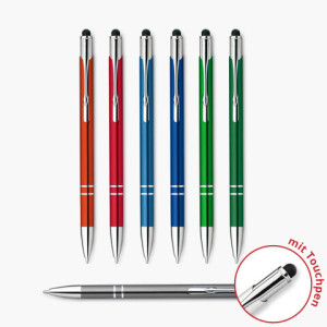 Kugelschreiber 41 Stylus Slim-Line, Weiß, mit Gravur (1-seitig), 50 Stück