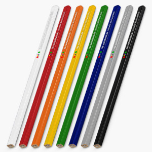 Zimmermannsbleistift 25 cm, Weiß, mit Aufdruck (1-seitig: 1-farbig), 200 Stück