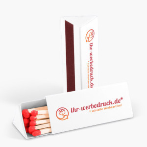 Streichholzschachtel Dreieck, Weiß, mit Aufdruck (1-seitig: Mehrfarbig), 100 Stück