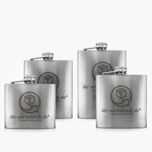 Flachmann Silber, 5oz - ca. 141,5 ml, mit Gravur (1-seitig), 20 Stück