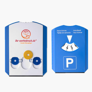 Parkscheibe Einkaufschips, Blau, mit Aufdruck (ohne Aufdruck), 100 Stück