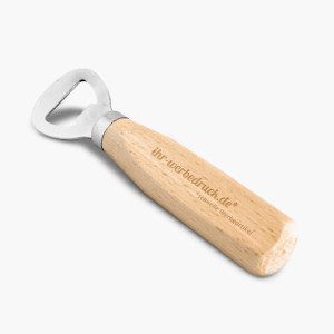 Flaschenöffner Holz, Natur, mit Gravur (1-seitig), 60 Stück